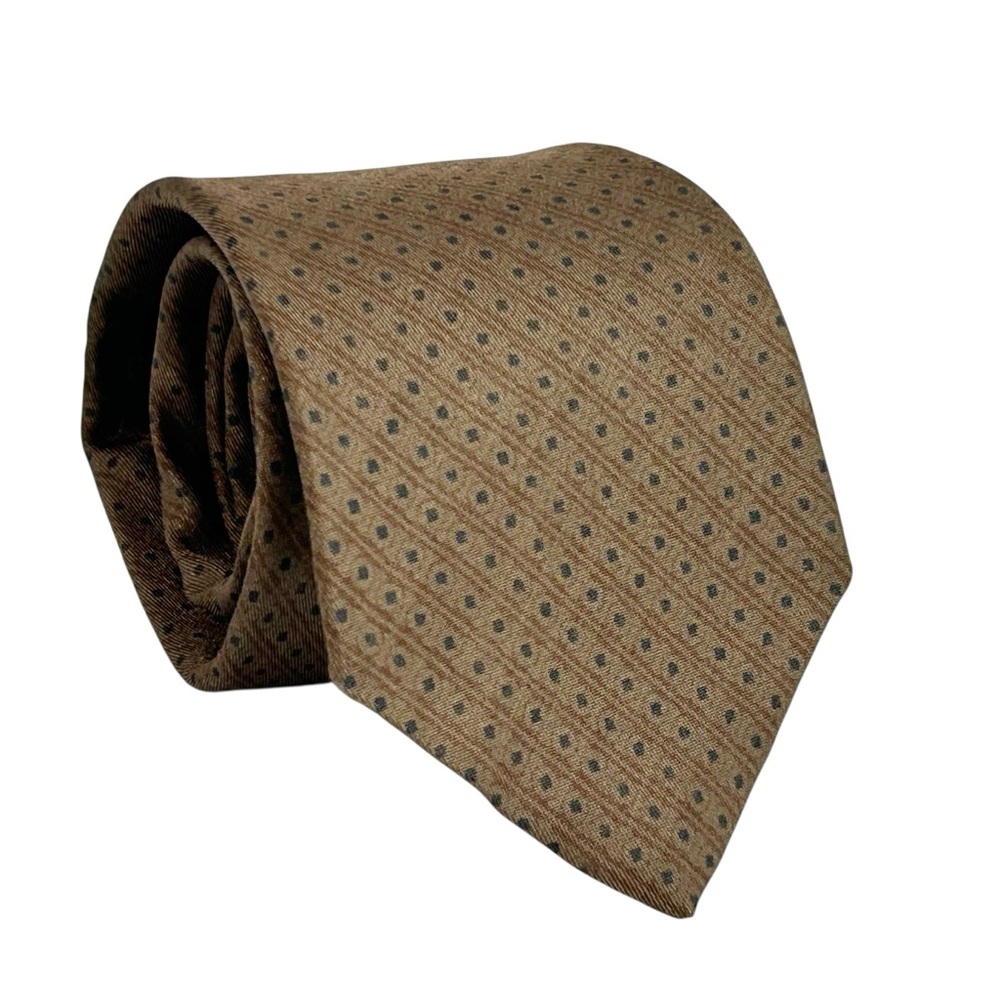 Vintage 70's Yves Saint Laurent Dot Print Silk Tie Brown & Blue W 3" X L 55"
